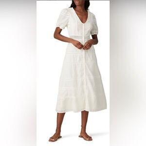 Sweet Baby Jamie Ivory Embroidered Midi Dress Size Large